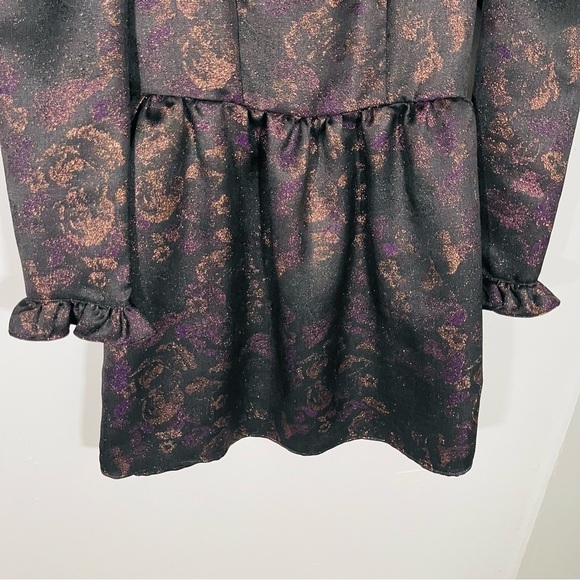 Batsheva Square Neck Mini Prairie Dress Enchantress Jacquard Flowers Whimsigoth - Picture 7 of 13